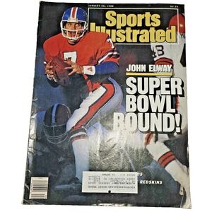 January 25, 1988 John Elway Denver Broncos Sports Illustrated, Label